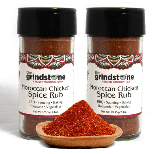 Moroccan Chicken Spice Rub, Perfect for Grilling, BBQ or Baking, Hand Blended Spices, 2.80 oz. Glass Bottle with Sifter, Pack of 2