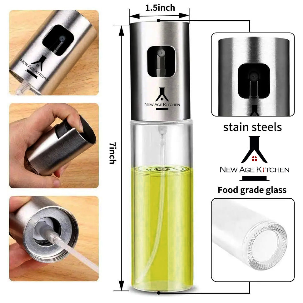 Olive Oil Sprayer and Mister, 100ml Glass Spray Bottle for Balsamic, Salad, BBQ (2 Pack)