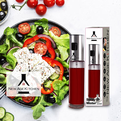 Olive Oil Sprayer and Mister, 100ml Glass Spray Bottle for Balsamic, Salad, BBQ (2 Pack)
