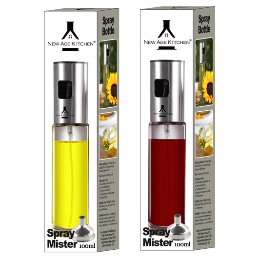 Olive Oil Sprayer and Mister, 100ml Glass Spray Bottle for Balsamic, Salad, BBQ (2 Pack)