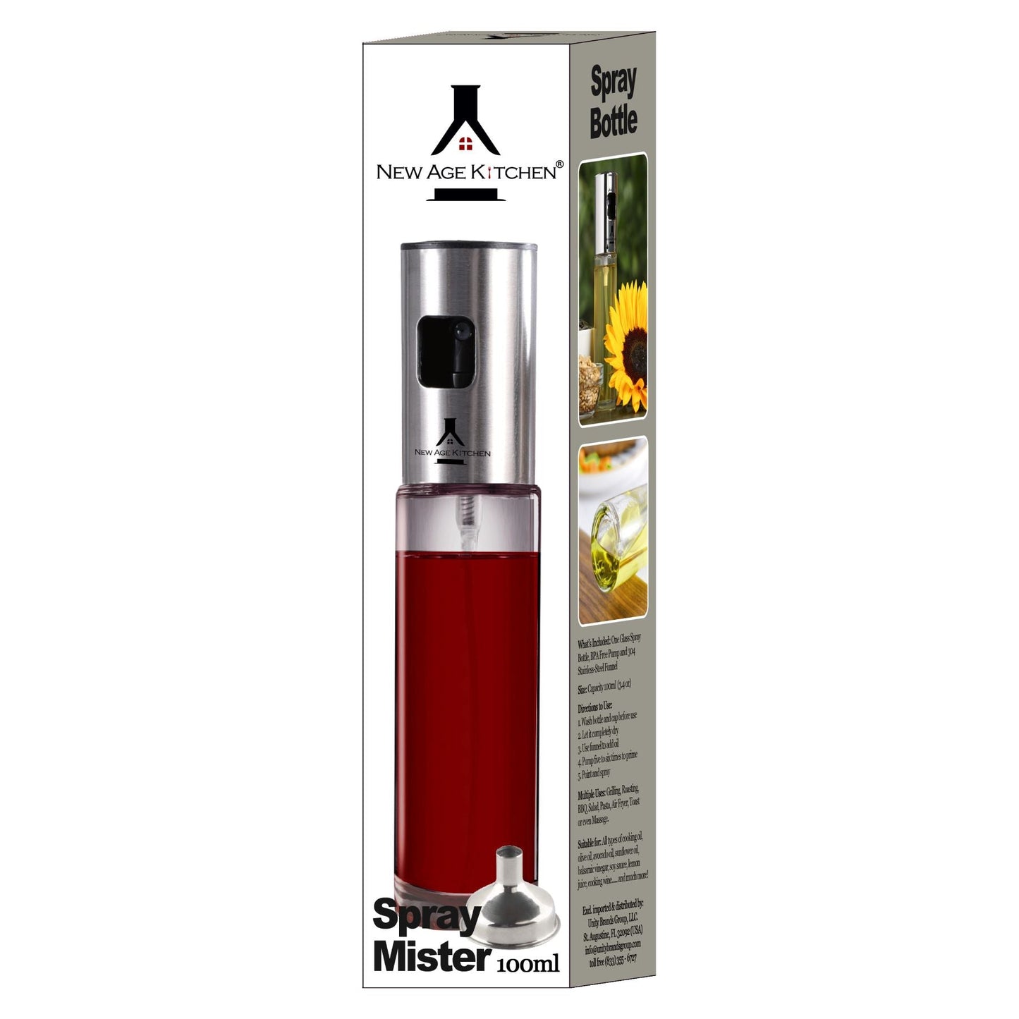 Olive Oil Sprayer and Mister, 100ml Glass Spray Bottle for Balsamic, Salad, BBQ (1 Pack)