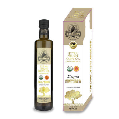 Ellora Farms, Certified Organic & Single Estate PDO Greek Extra Virgin Olive Oil, Gold Medal Winner, 17 OZ Bottle, Pack of 2