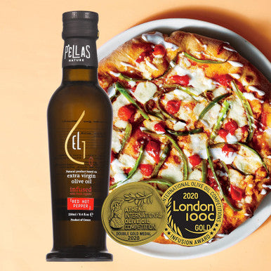 Organic Red-Hot Pepper Infused Extra Virgin Olive Oil, Finishing Oil, Single Origin Greece, 8.45 Oz