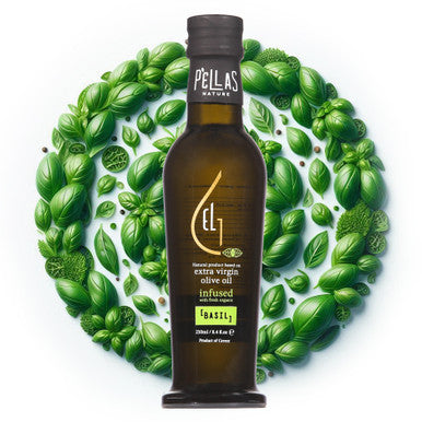 Organic Basil Infused Extra Virgin Olive Oil, Finishing Oil, Single Origin Greece, 8.45 Oz
