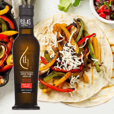 Organic Red-Hot Pepper Infused Extra Virgin Olive Oil, Finishing Oil, Single Origin Greece, 8.45 Oz