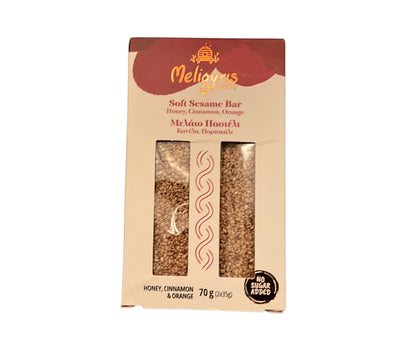 Meligyris SOFT SEASAME HONEY BARS, Cinnamon & Orange, Retail Display Pack of 12