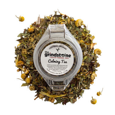 Organic Calming Tea, Caffeine Free Herbal Infusion with Hint of a Mint, 1 oz Jar