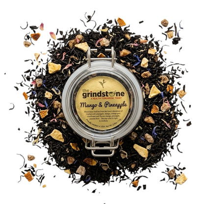 Mango Pineapple Tea, Ceylon Black Tea with bits of Mango and Pineapple, 2 oz. Jar