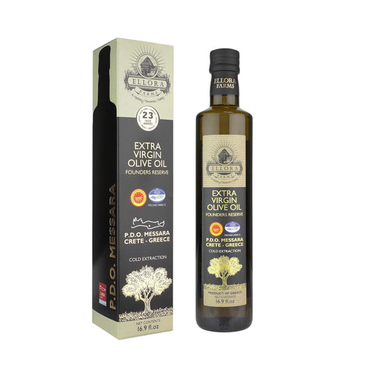 Ellora Farms, Award-Winning Extra Virgin Olive Oil, Single Sourced PDO Messara Valley, Crete Greece, Kosher, 17 FL oz Bottle