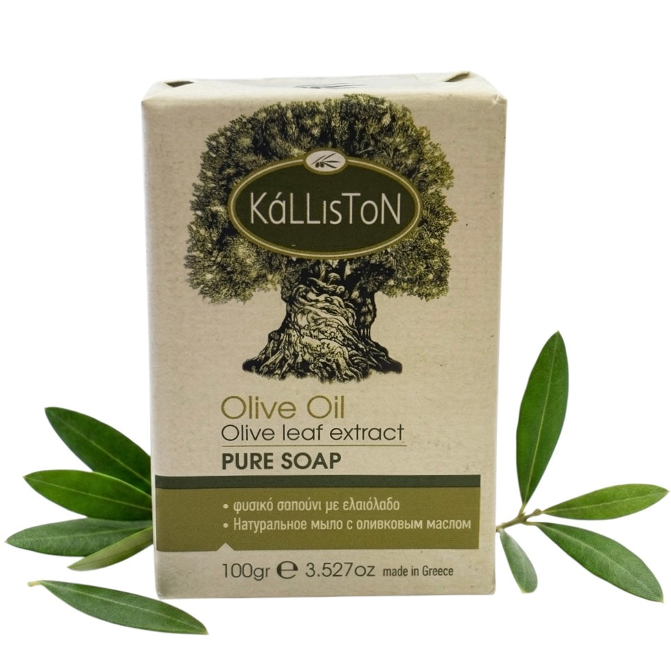 Olive Oil Soap with with Olive Leaf Extract, All Natural, Made in Ancient Crete, Greece, 3.50 oz.