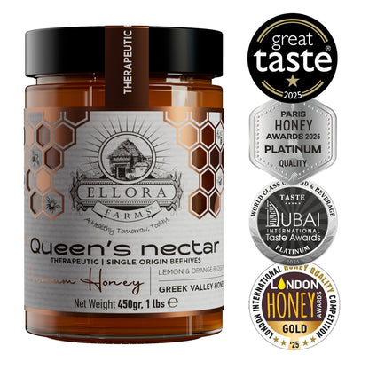 Ellora Farms, Greek Raw Honey, Queens Nectar, Lemon & Orange Blossom, 450g