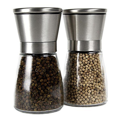 Premium Salt or Pepper Grinder, Adjustable and 100% Corrosion Resistant, Brushed Stainless Steel, 1PC (Empty)