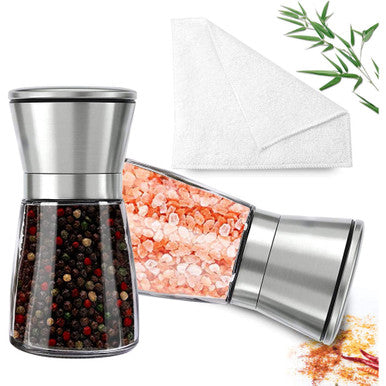 Premium Salt or Pepper Grinder, Adjustable and 100% Corrosion Resistant, Brushed Stainless Steel, 1PC (Empty)