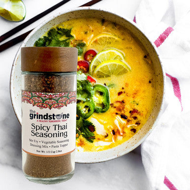 Thai Seasoning, Salt Free Curry Spice, Suited for all Vegetables, Meat, Stir Fry, Popcorn, Noodles, 2.5 oz Glass Bottle with Dual Sifter