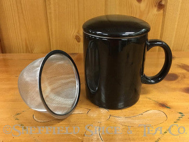 Infuser Tea Mug With Lid, 11 oz Black