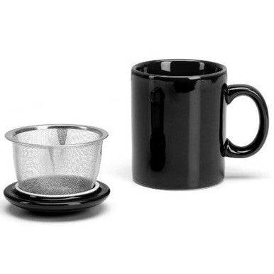 Infuser Tea Mug With Lid, 11 oz Black