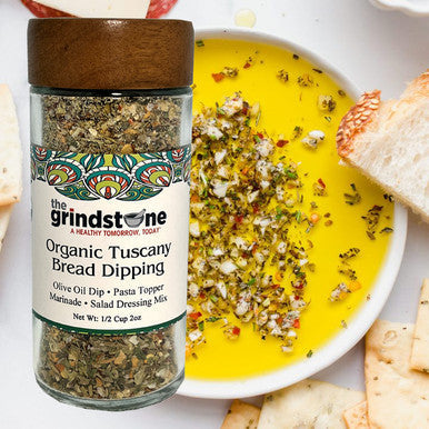 Organic Tuscany Bread Dipping Seasoning, Best with Extra Virgin Olive Oil, Pasta Topper, Pizza, Glass Jar with sifter, 2.3 oz