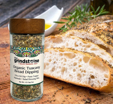 Organic Tuscany Bread Dipping Seasoning, Best with Extra Virgin Olive Oil, Pasta Topper, Pizza, Glass Jar with sifter, 2.3 oz