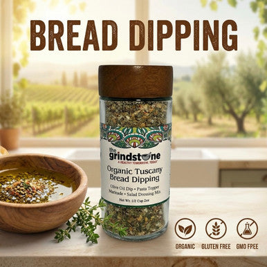 Organic Tuscany Bread Dipping Seasoning, Best with Extra Virgin Olive Oil, Pasta Topper, Pizza, Glass Jar with sifter, 2.3 oz
