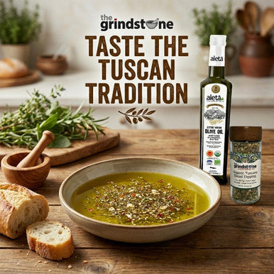 Organic Tuscany Bread Dipping Seasoning, Best with Extra Virgin Olive Oil, Pasta Topper, Pizza, Glass Jar with sifter, 2.3 oz