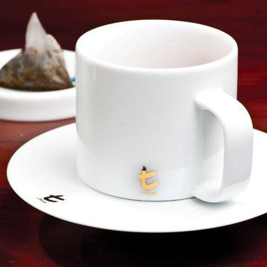 T Series Mug and Saucer with Lid, White