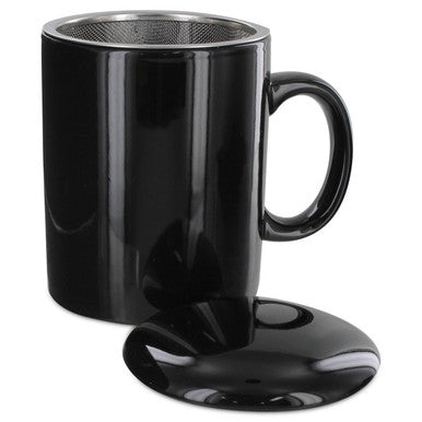 Infuser Tea Mug With Lid, 11 oz Black