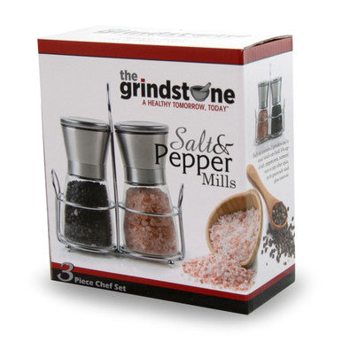 Salt & Pepper Mills, 3 Pcs Grinder with Free Caddy, Empty & Refillable Spice, Pepper or Salt Mills