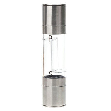 2 in 1 Salt and Pepper Grinder | Adjustable Ceramic Rotor| Salt Mill and Pepper Mill Shaker | Brushed Stainless Steel | Empty